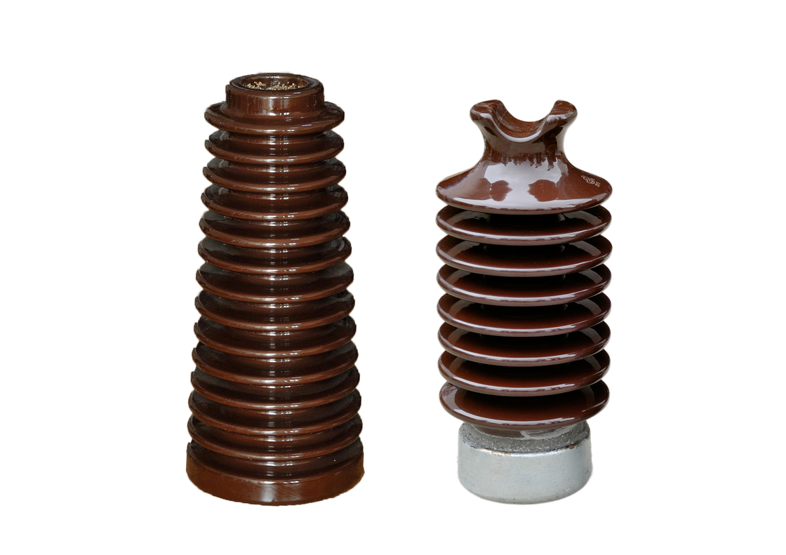 น้ำตาล 381 มม. สูง 12.5kN พอร์ซเลนโพสต์อินซูเลเตอร์สำหรับการจ่ายพลังงานไฟฟ้า