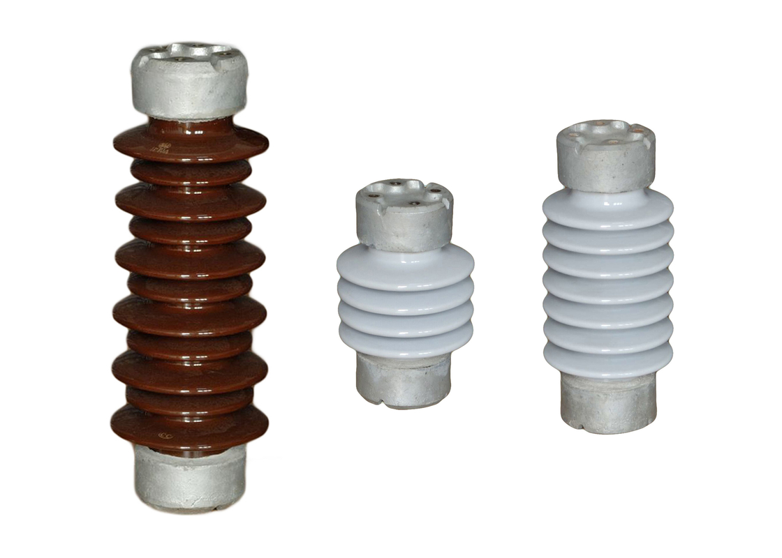 น้ำตาล ANSI มาตรฐาน 250kV TR-214 พอร์ซเลนโพสต์อินซูเลเตอร์สำหรับการส่งผ่าน